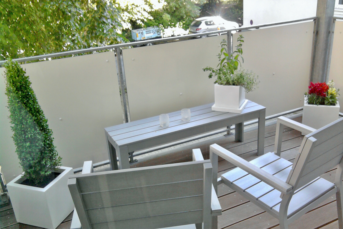 Balkonbesuch bei Katrin in Bielefeld: Bild vor der Umstellung auf Wildpflanzen.